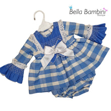 Load image into Gallery viewer, Ceyber Baby Girls Blue Check Dress