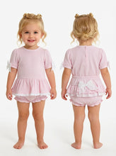 Load image into Gallery viewer, Blues Baby Pink Bow Sleeve Jam Set