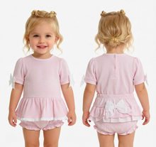 Load image into Gallery viewer, Blues Baby Pink Bow Sleeve Jam Set