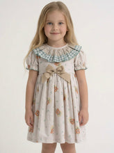 Load image into Gallery viewer, Ceyber Girls Green &amp; Beige Party Bear Smock Style Dress