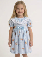 Load image into Gallery viewer, Ceyber Girls Blue Party Bear Smock Style Dress