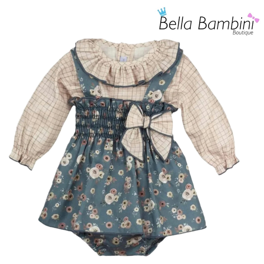 Calamaro Baby Girls Green Floral Set