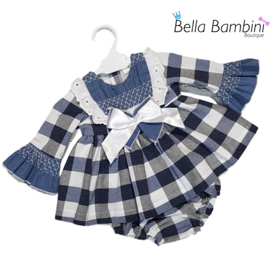 Ceyber Baby Girls Dark Blue Check Dress