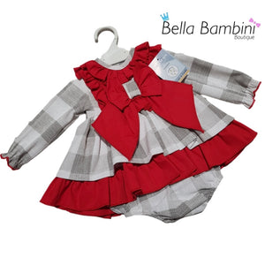 Ceyber Baby Girls Grey and Red Check Dress