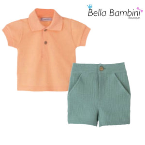 Calamaro Boys Sage and Orange Short Set