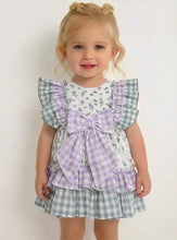 Load image into Gallery viewer, Ceyber Girls Lilac Floral Gingham Dress