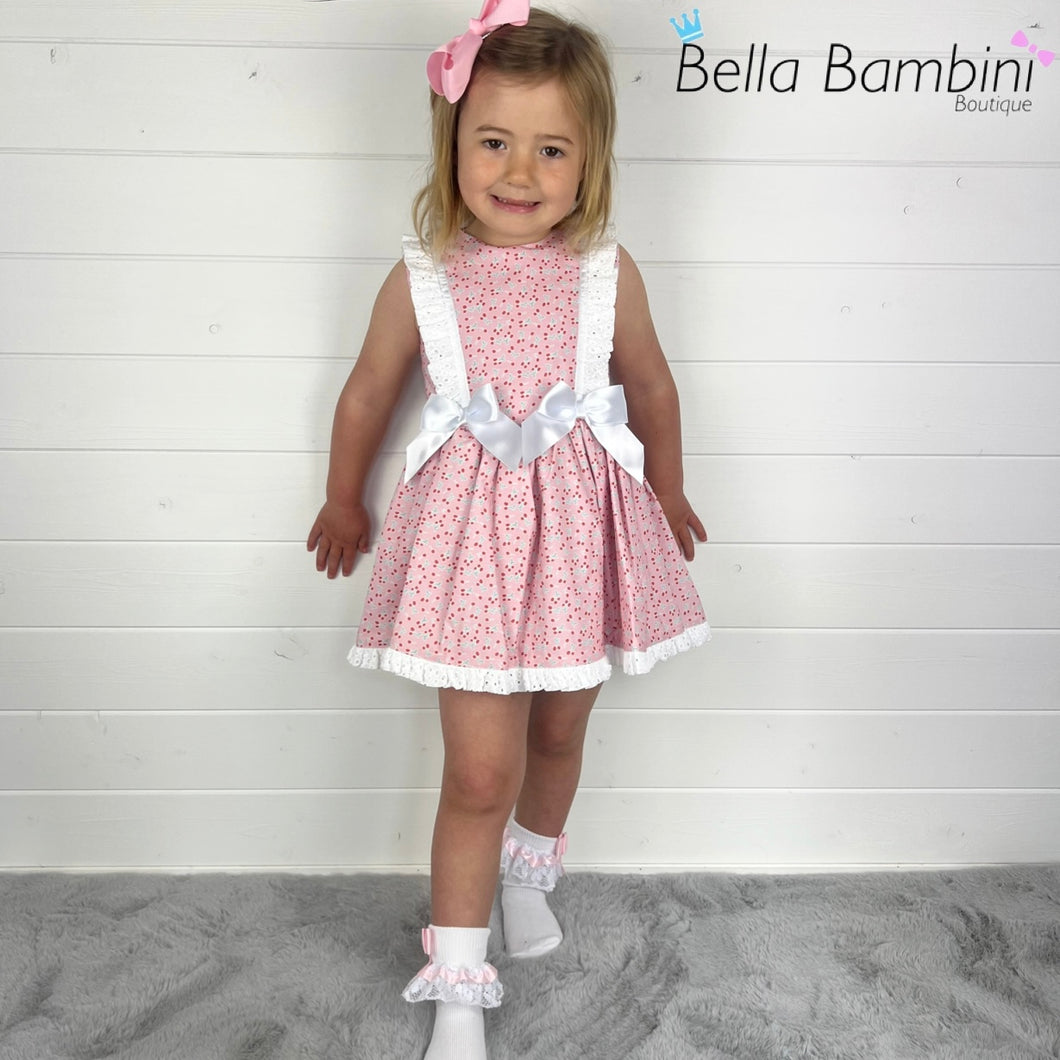 Ceyber Girls Pink Cherry Double Bow Dress