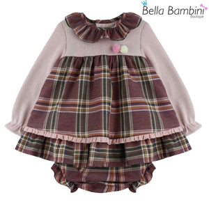 Baby Ferr Baby Girls Plum Check Dress