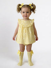 Load image into Gallery viewer, Sardon Baby Girls Lemon Gingham Daisy Dress