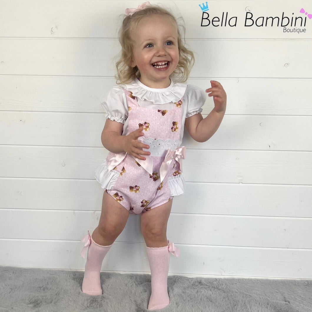 Ceyber Baby Girls Pink Teddy Romper