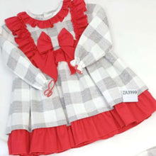 Load image into Gallery viewer, Ceyber Older Girls Grey and Red Check Dress