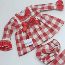 Load image into Gallery viewer, Ceyber Baby Girls Red Check Dress