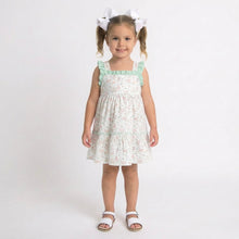 Load image into Gallery viewer, Babidu Girls Floral Mint Gingham Dress