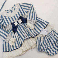 Load image into Gallery viewer, Ceyber Baby Girls Navy Stripe Dress