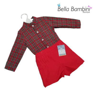 Ceyber Baby Boys Red Tartan Short Set