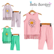 Load image into Gallery viewer, Older Girls Tassel Flower Legging Set