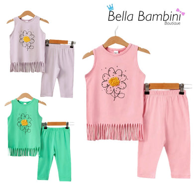 Older Girls Tassel Flower Legging Set