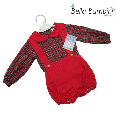 Ceyber Baby Boys Red Tartan Romper Set