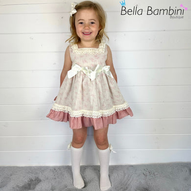 Ceyber Girls Pink and Cream Dress