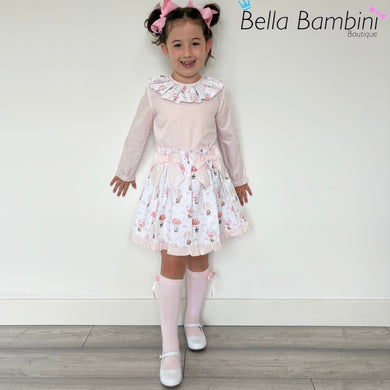 Ceyber Girls Pink Hot Air Balloon Skirt Set