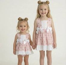Load image into Gallery viewer, Ceyber Girls Pink Swirls Double Bow Dress