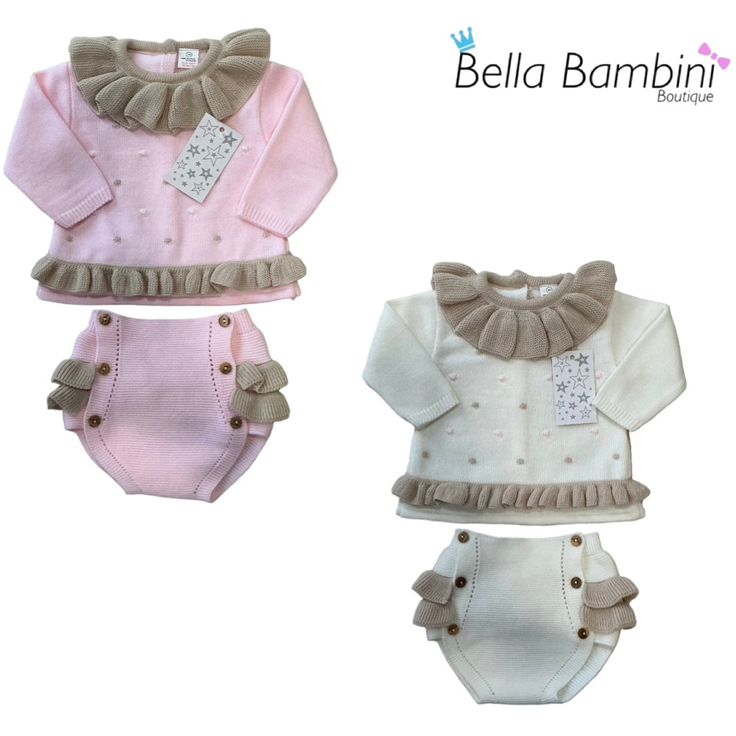 Little Star Baby Girls Spot Knit Jam Set