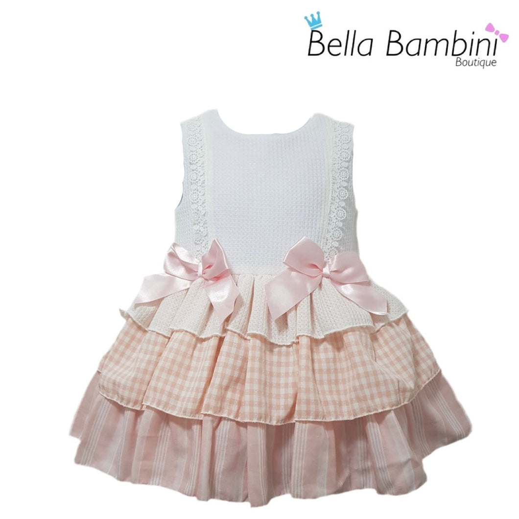 Ceyber Older Girls Pink Gingham Puffball Style Dress