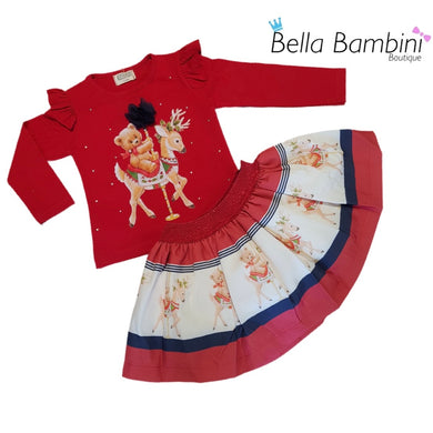 Neon Kids Red Carousel Skirt Set