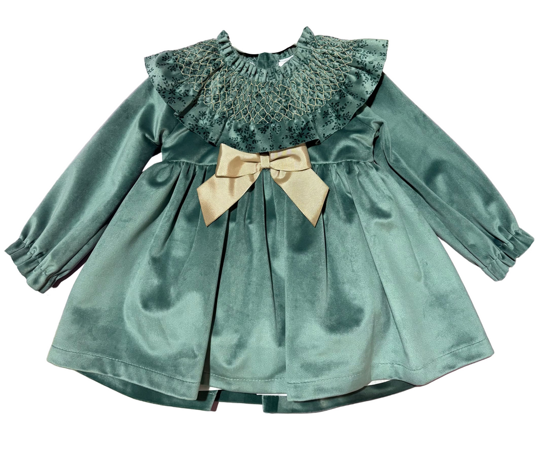 Ceyber Green Snowflake Velvet Dress
