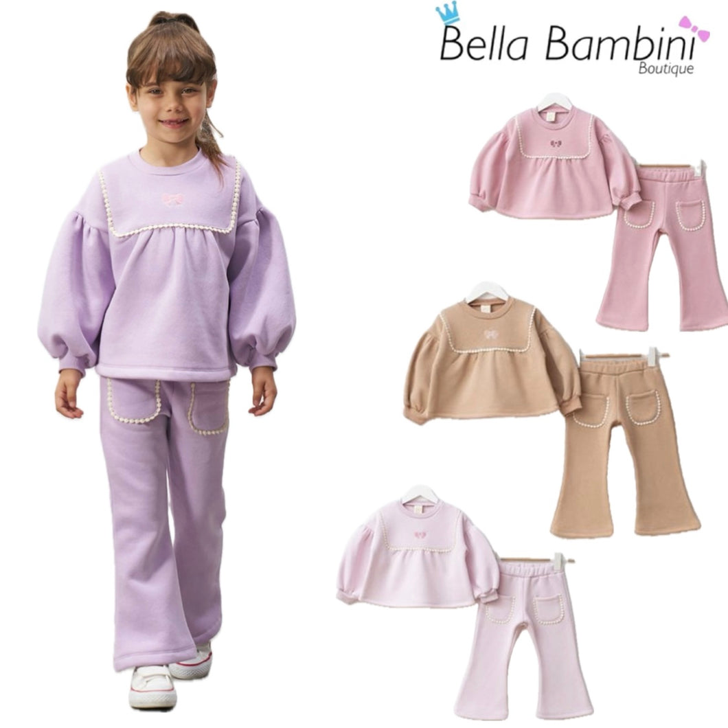 Bupper Older Girls Bow Bib Legging Set