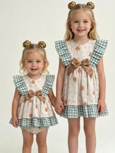 Load image into Gallery viewer, Ceyber Girls Green &amp; Beige Party Bear Dress