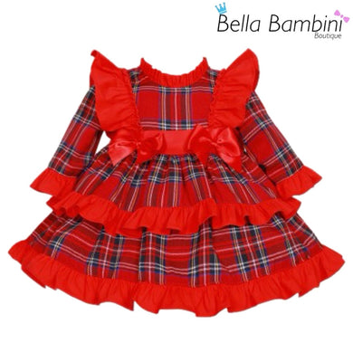 Wee Me Baby Girls Tartan Double Bow Dress