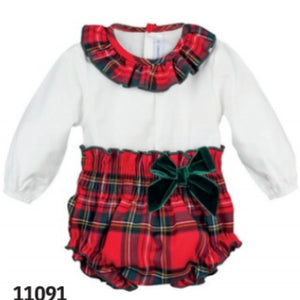 Calamaro Baby Girls Red Tartan Jam Set