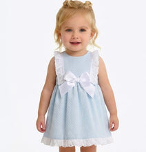 Load image into Gallery viewer, Ceyber Girls Blue Waffle Bow Dress