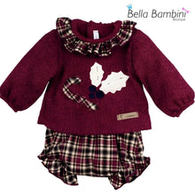 Load image into Gallery viewer, Calamaro Baby Girls Burgundy Check Jam Set