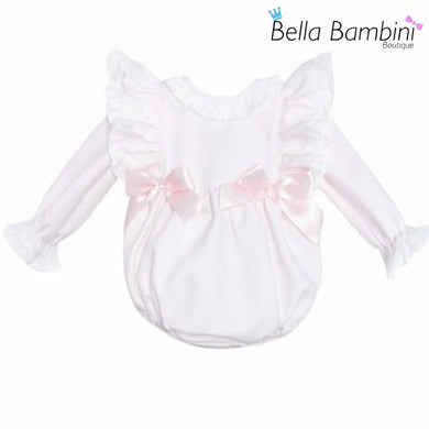 Wee Me Baby Girls Pink Double Bow Romper