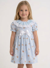 Load image into Gallery viewer, Ceyber Girls Blue Daisy Basket Smock Style Dress