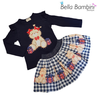 Neon Kids Navy Teddy Bear Skirt Set