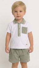 Load image into Gallery viewer, Mintini Boys Sage Pocket Polo Short Set