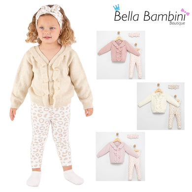 Babymy Baby Girls Leopard Frill Knitwear Set