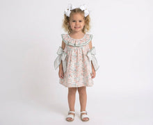 Load image into Gallery viewer, Calamaro Girls Mint Floral Bow Dress