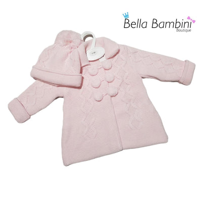 Girls Pink Pram Jacket & Hat