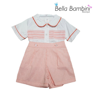 Mabini Boys Orange Stripe Smock Set