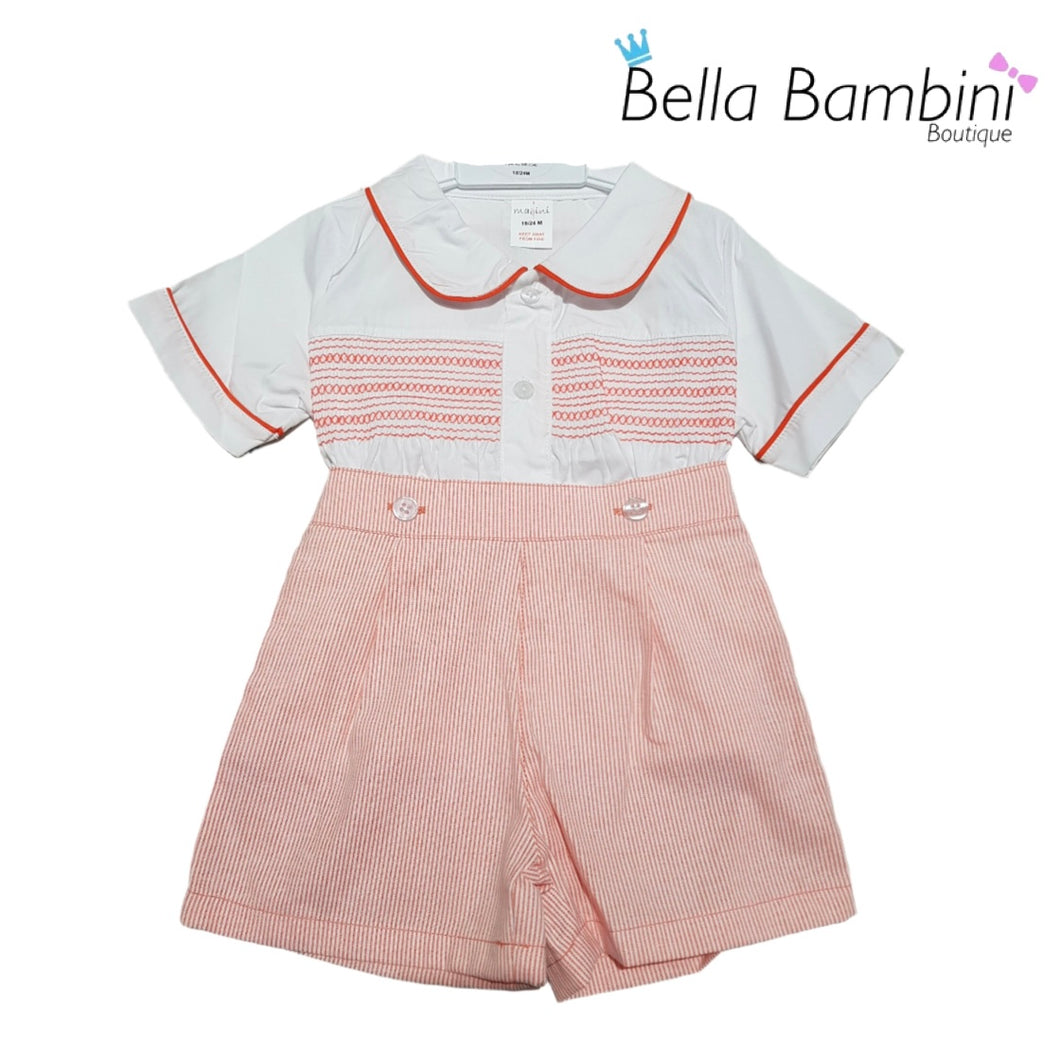 Mabini Boys Orange Stripe Smock Set