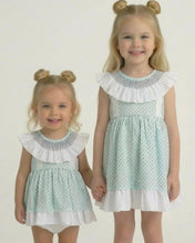 Load image into Gallery viewer, Ceyber Girls Mint Star Smocked Collar Dress
