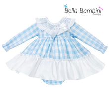 Load image into Gallery viewer, Wee Me Baby Girls Blue Gingham Dress