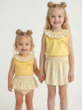 Load image into Gallery viewer, Rapife Girls Yellow Gingham Skirt Set