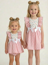 Load image into Gallery viewer, Ceyber Girls Peach Gingham Dress