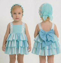 Load image into Gallery viewer, Dbb Collection Baby Girls Aqua Stripe Dress
