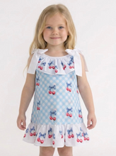 Load image into Gallery viewer, Fofettes &amp; Be Chic Older Girls Blue Cherry Check Dress